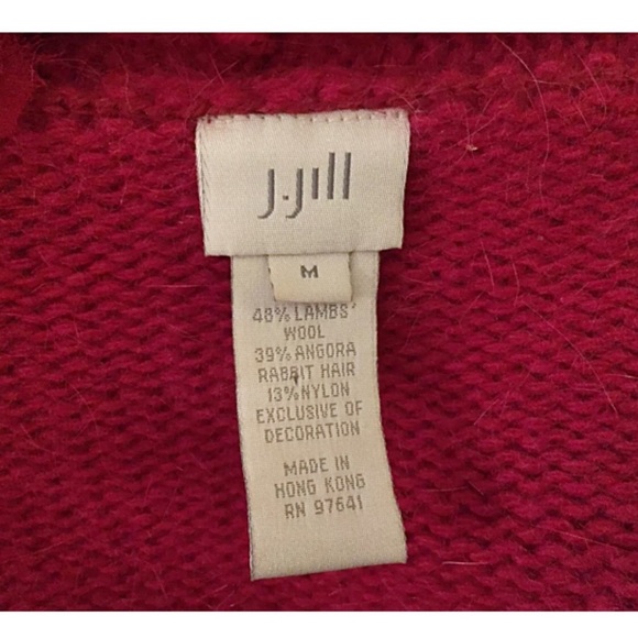 J.Jill Sz M Embellished Lambswool Angora Red CardI - Picture 7 of 8